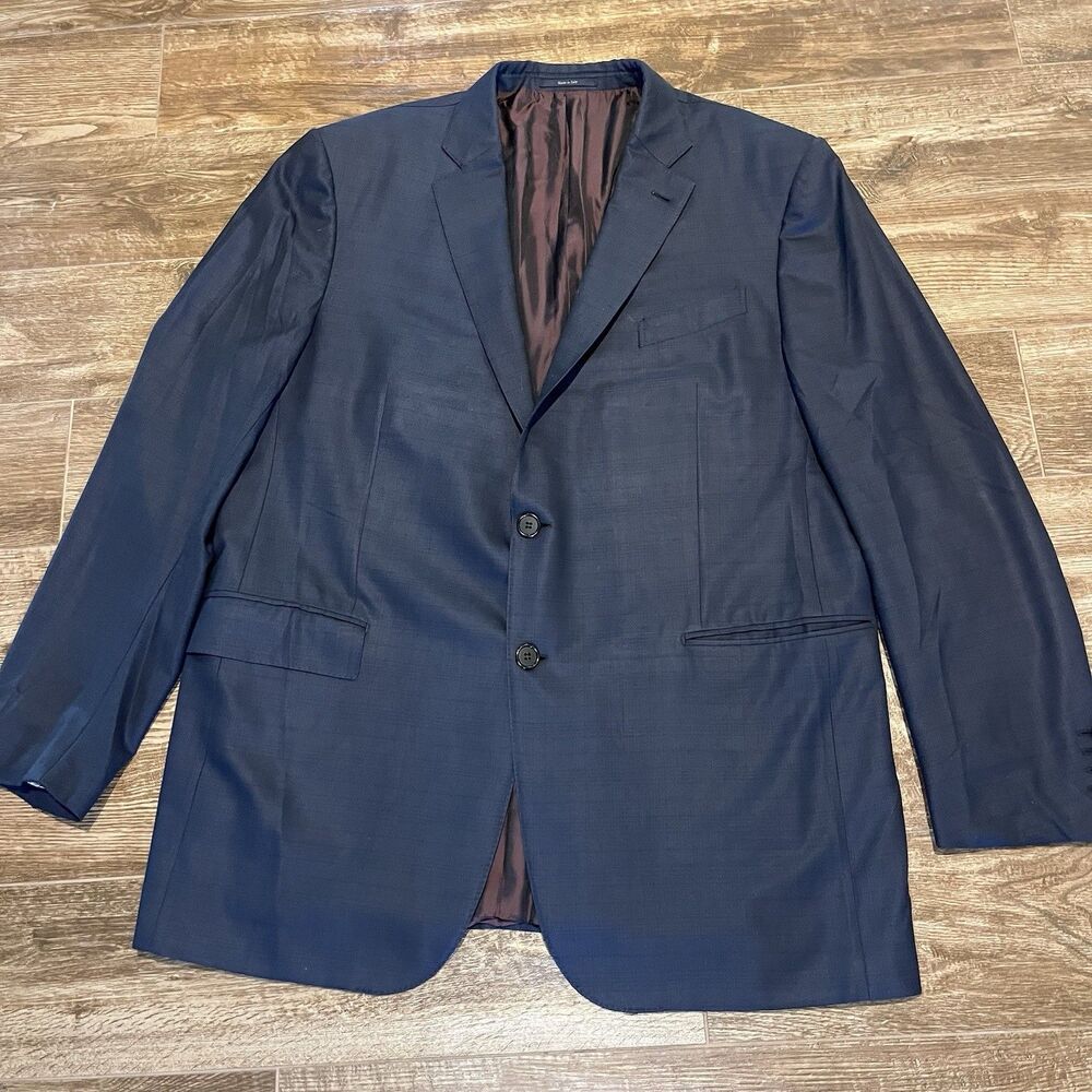 Zegna Blazer 60L / 50L Blue Plaid 15 MILMIL 15 Wool Suit Jacket Designer Italy